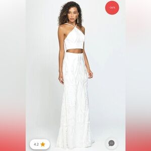 Madison James Turquoise 2 Piece Sequin Embroidered Mermaid Prom Dress NWT